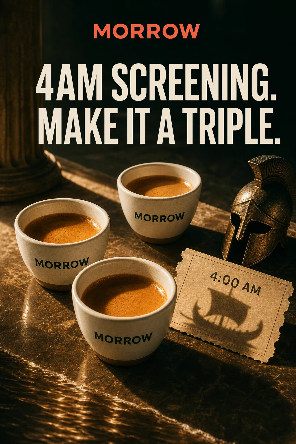 Morrow Coffee campaign for early-morning screenings of a new epic voyage film
