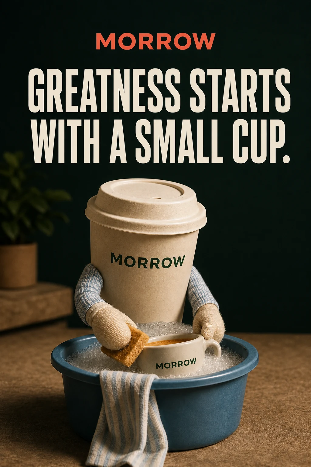 Morrow Coffee campaign inspired by the viral Messi and Yamal bathing-photo story
